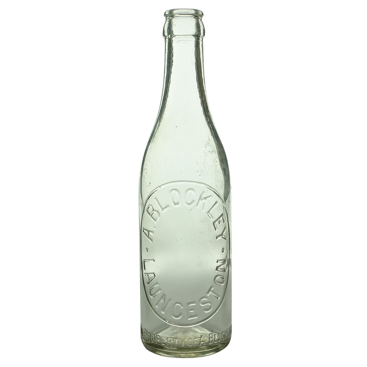 Crown Seal. A. Blockley, Launceston. Clear. 10 oz. (Tasmania)
