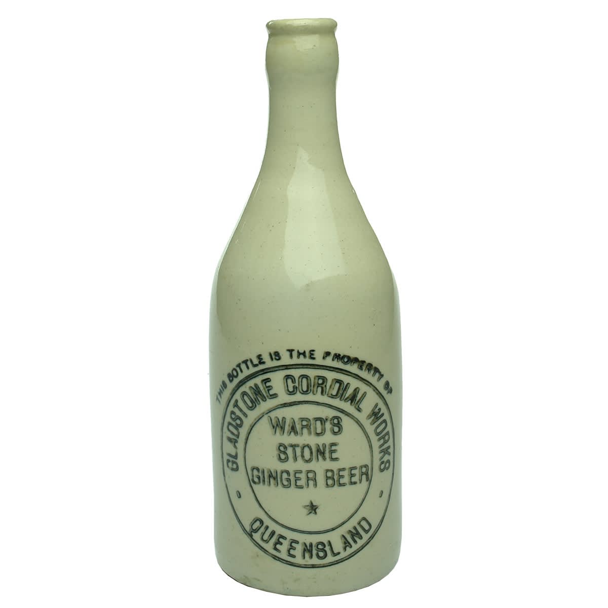 Ginger Beer. Gladstone Cordial Works. Ward's. R. Fowler Pottery. (Queensland)