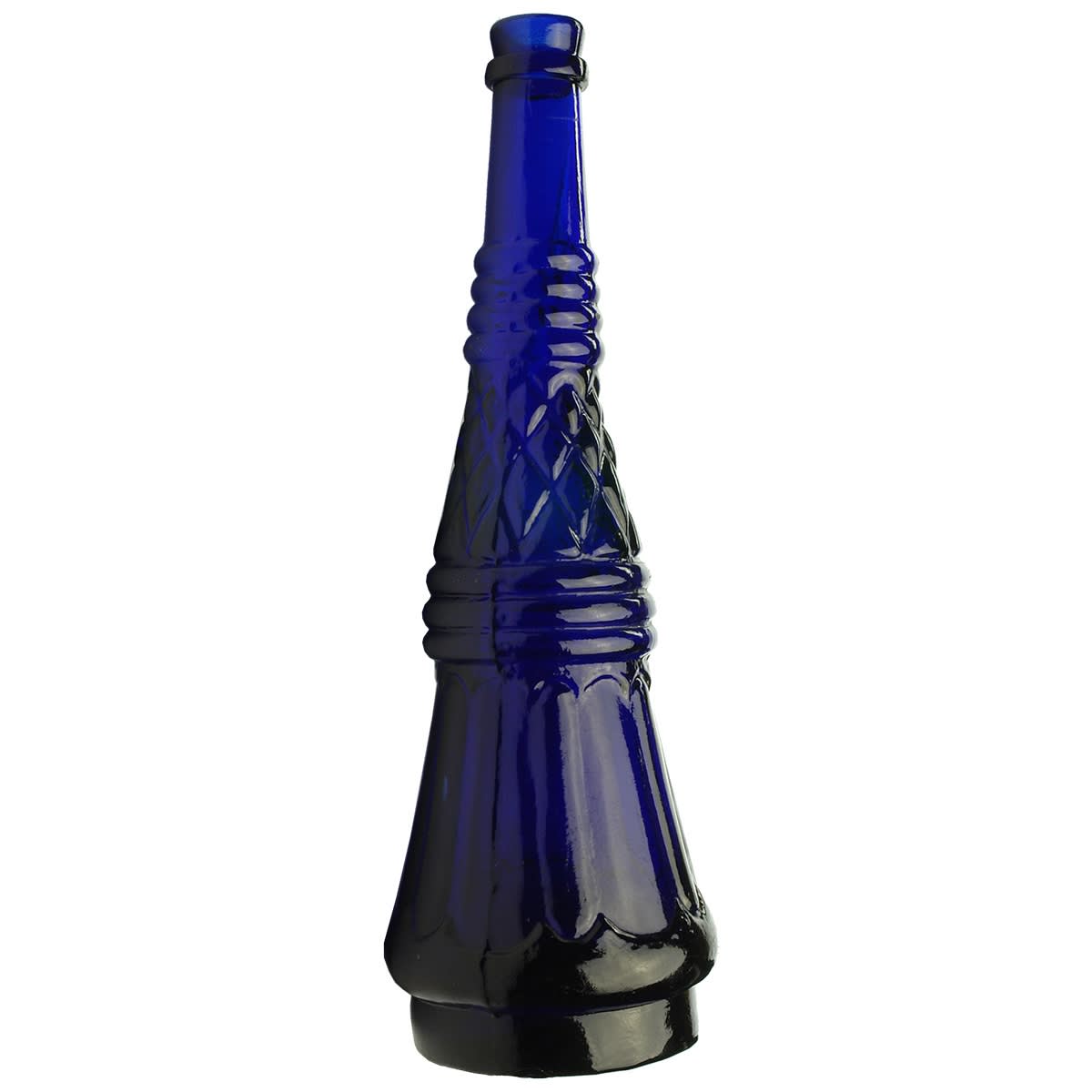 Goldfields. Quilted Salad Oil. Kilner Bros, 30 May 1850. Cobalt 13 oz. Registered and pontiled. (United Kingdom) (This is from the late Kingsley Durdin collection)