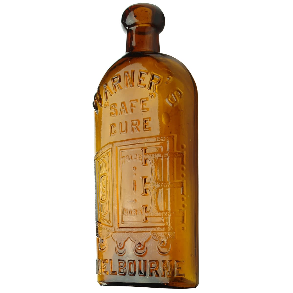 Cure. Warner's Safe Cure, Melbourne. Amber. 1/2 Pint. (Victoria)