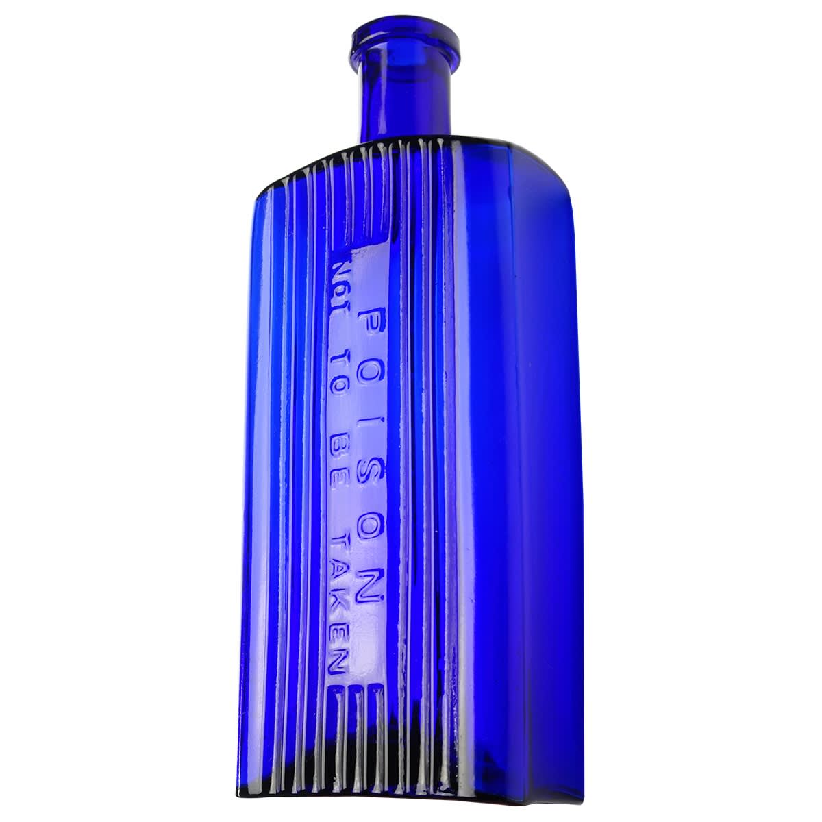 Poison. Large Oblong Poison Not to be taken. Grooves either side and above and below embossing panel. 16 oz or so. 200 mm.