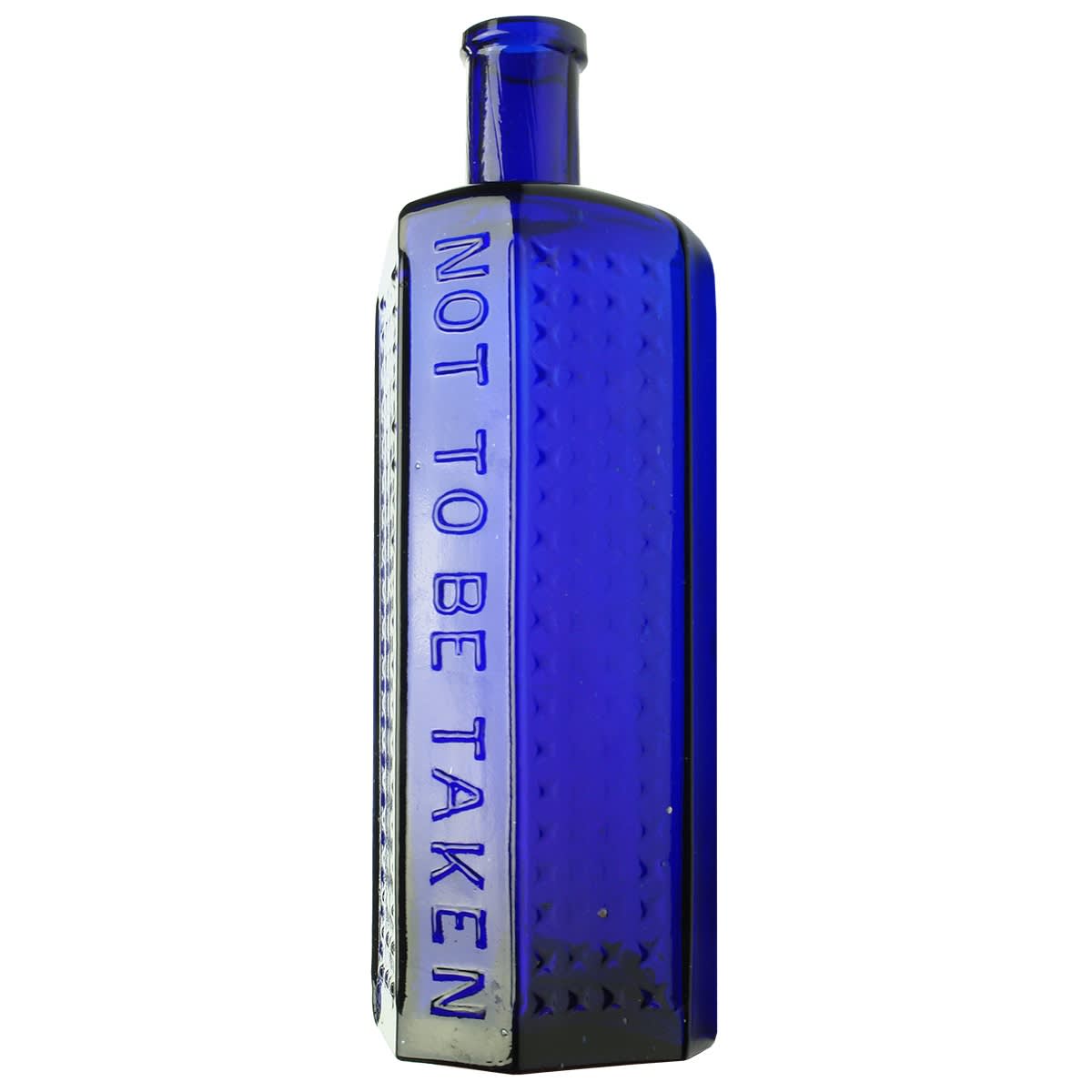 Poison. Not to be taken. Rd No. 334871. Lewis & Towers Practical Poison Bottle. Irregular Hexagon. Cobalt Blue. 16 oz. 217 mm.