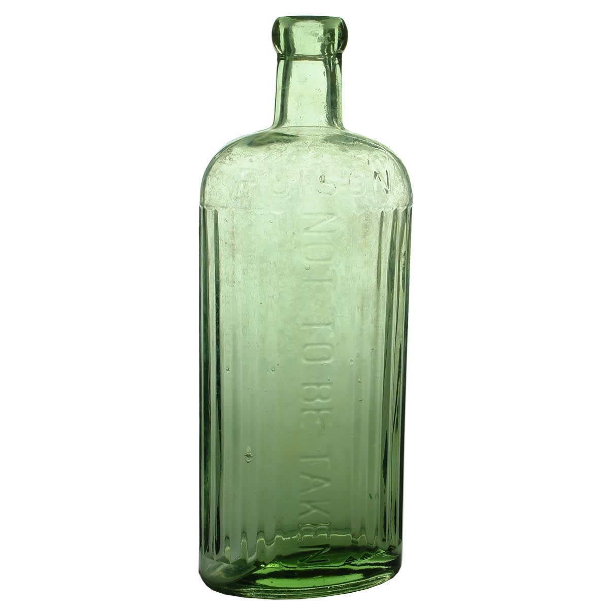 Poison. Oval Poison Not to be Taken. Lime Aqua. 224 mm. Early Machine made.