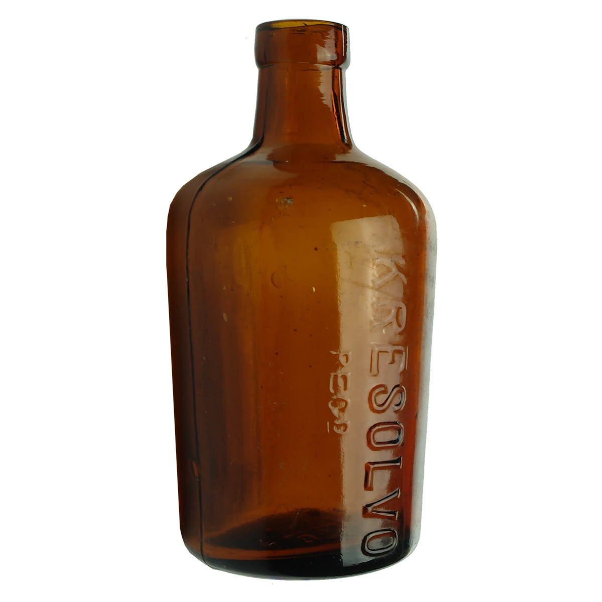Poison. Kresolvo Regd. Lysol type jug poison. Amber. 10 oz. 167 mm. (Donald Ross, Sydney, New South Wales)