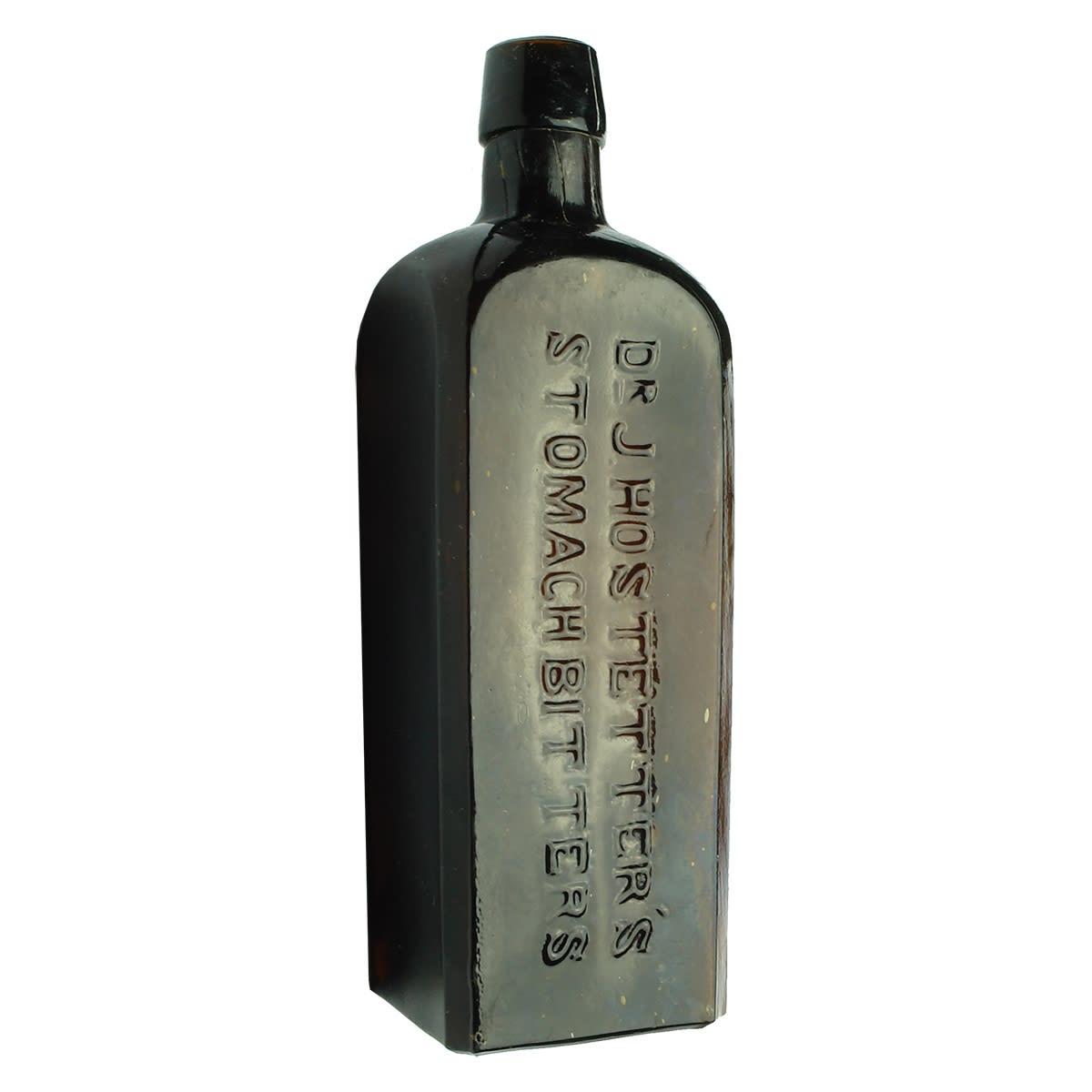 Bitters. Dr J. Hostetter's Stomach Bitters. Dark Amber. Applied top. (United States)