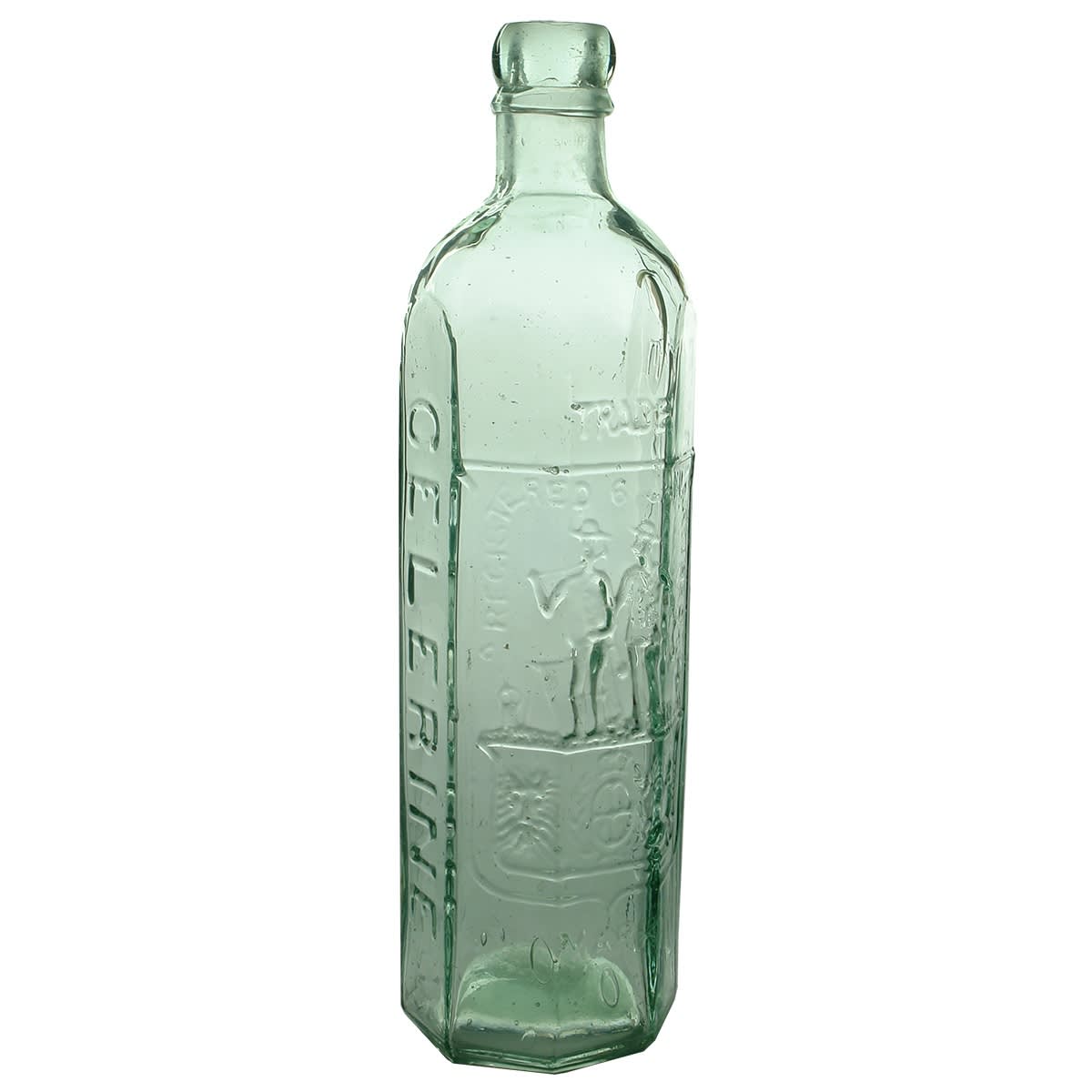 Bitters. E. Rowlands, Celerine. Farmer and Miner. Aqua. 26 oz. (Victoria)