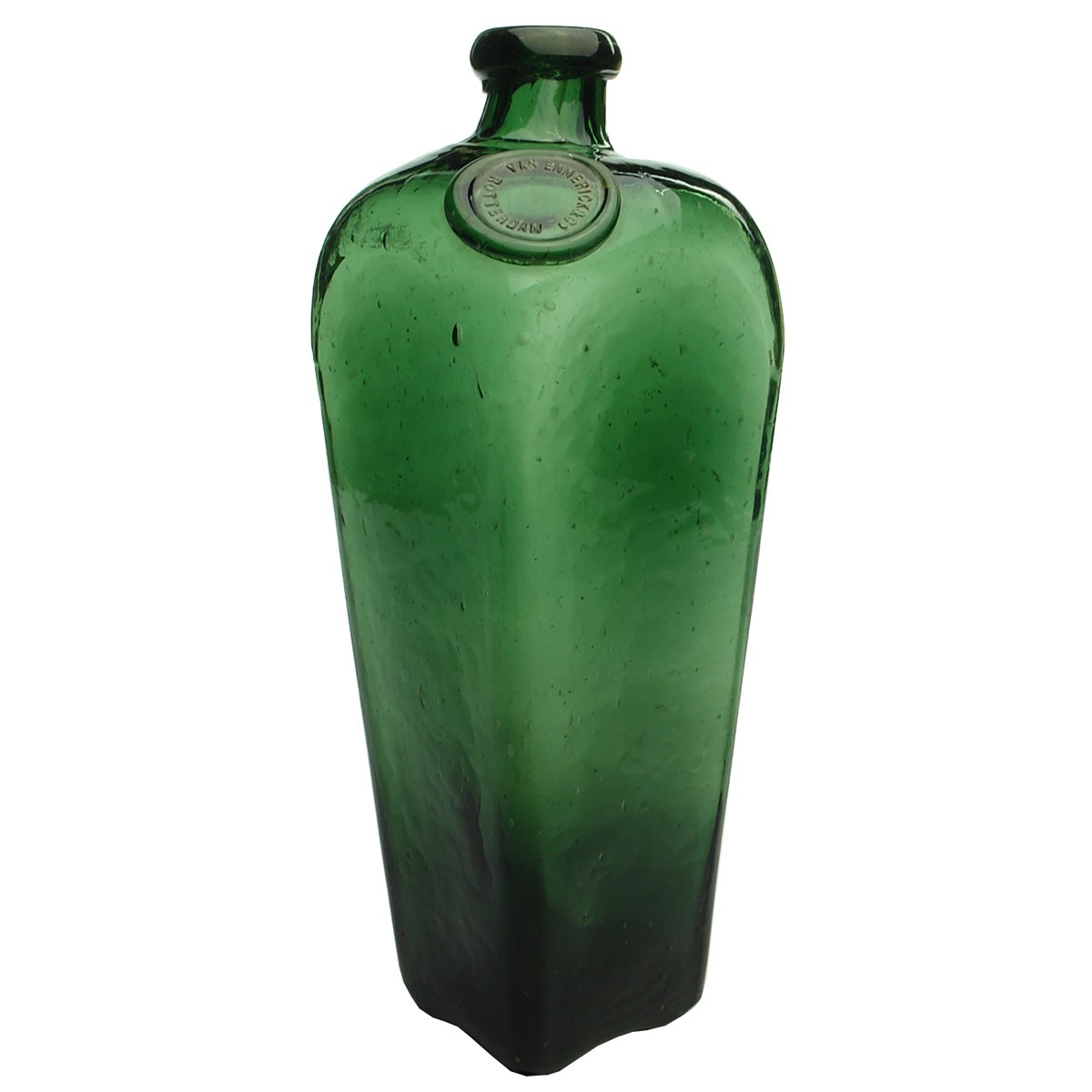 Sealed Gin. Van Emmerick & Co., Rotterdam. Emerald Green. Quart.