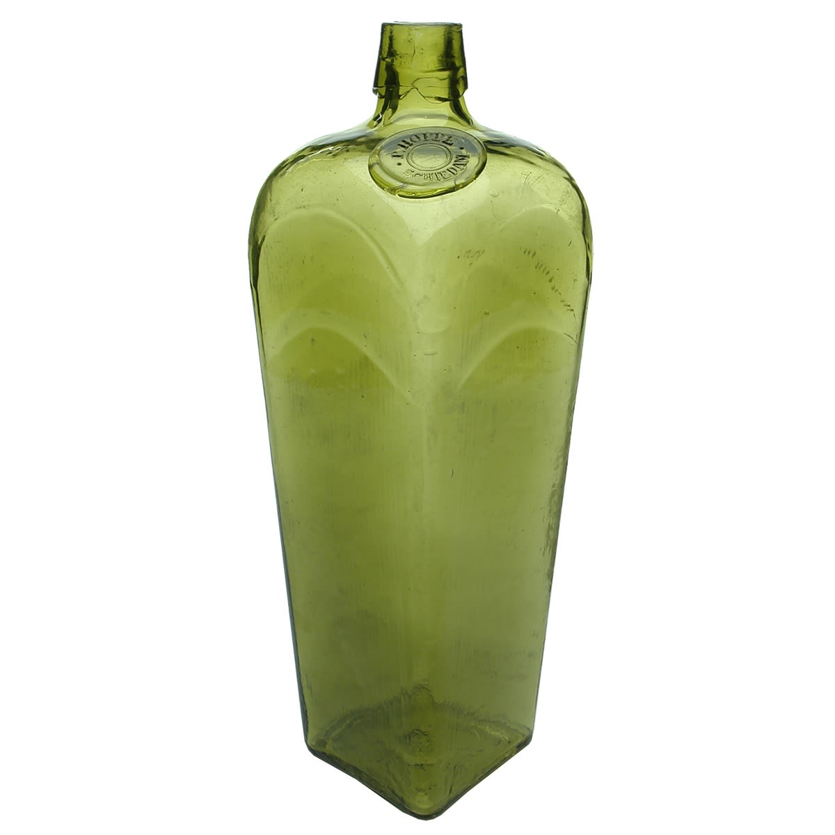 Gin. P. Hoppe, Schiedam in applied seal. Olive Green. Quart.