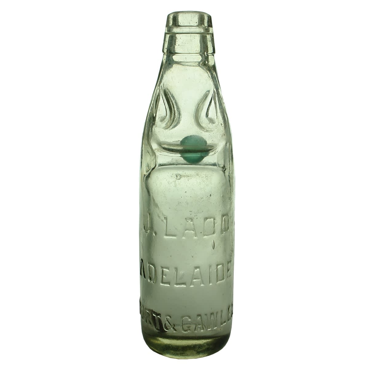 Codd. J. Ladd, Adelaide, Port & Gawler. J.L base mark. Niagara. Yellow Aqua. 10 oz. (South Australia)