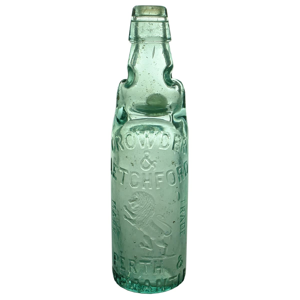 Codd. Crowder & Letchford, Perth & Fremantle. Melbourne Glass Bottle Works. Reliance Patent copy. 10 oz. (Western Australia)