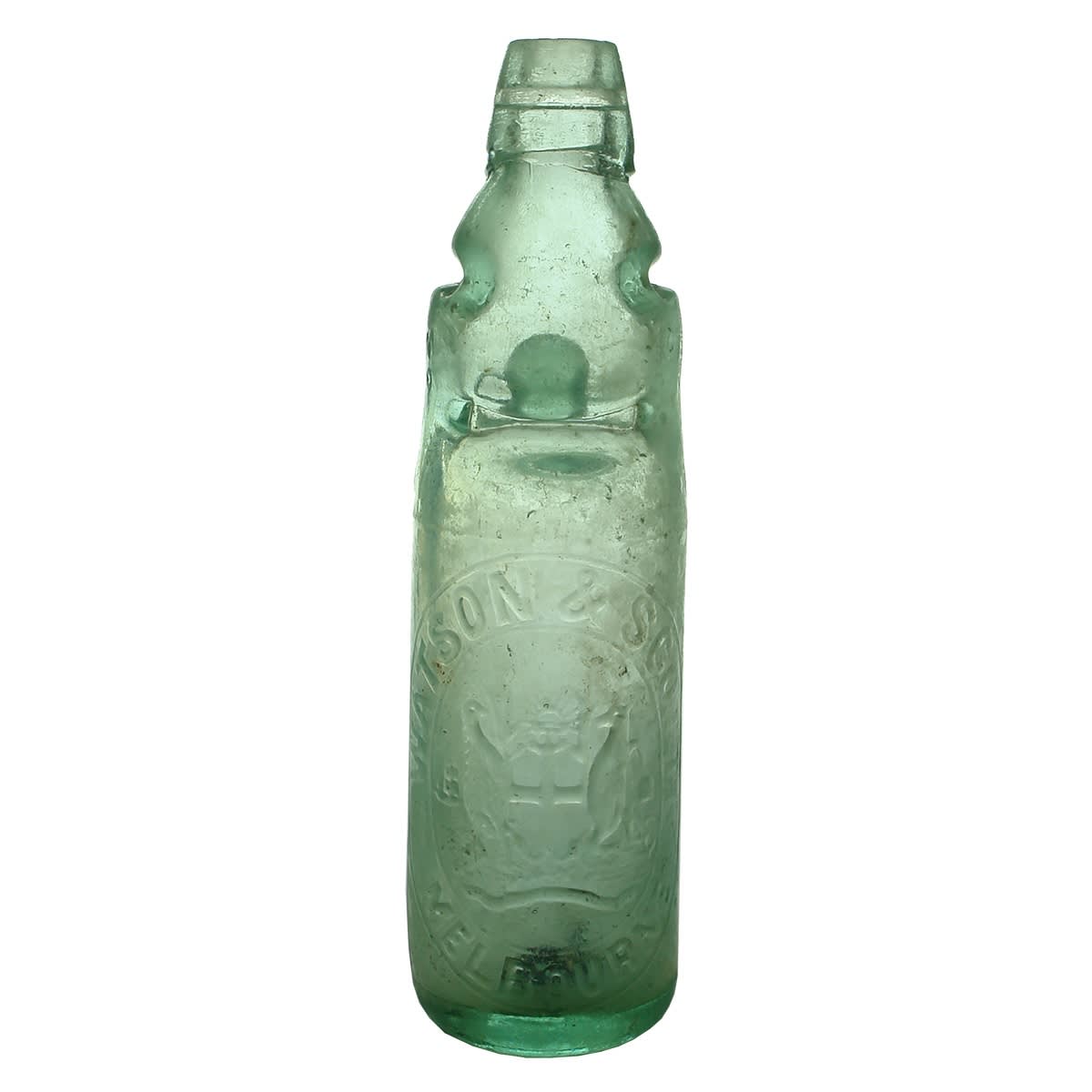Reliance Patent. Watson & Scott, Melbourne. Australian Coat of Arms. Aqua. 10 oz. (Victoria)