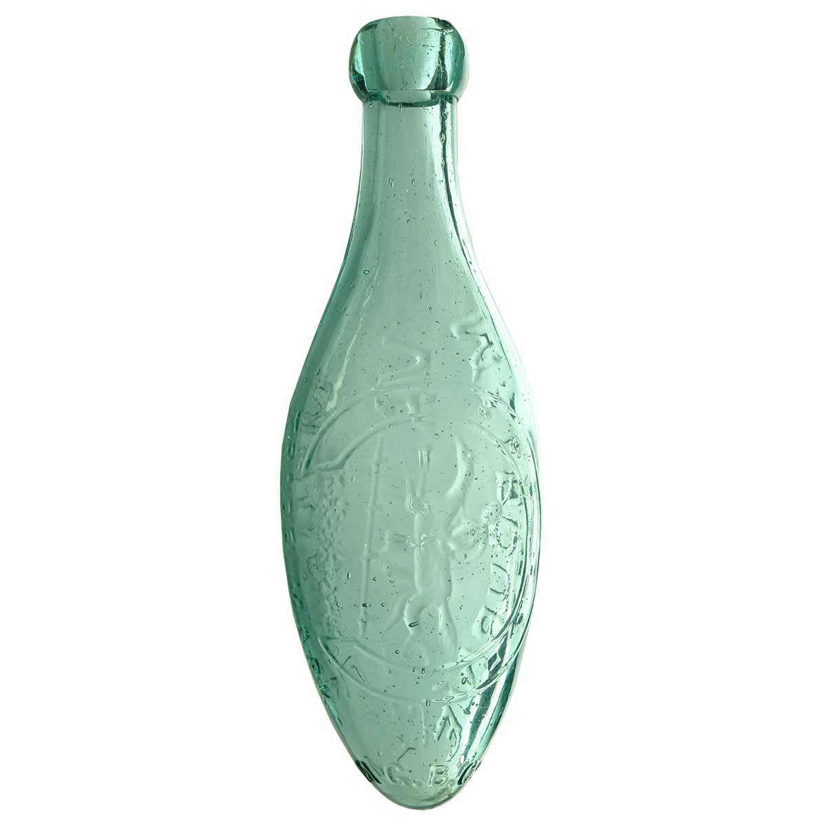 Torpedo. Moonee Valley Co., Melbourne. Horseshoe & Horse & Jockey. Aqua. 10 oz. (Victoria)