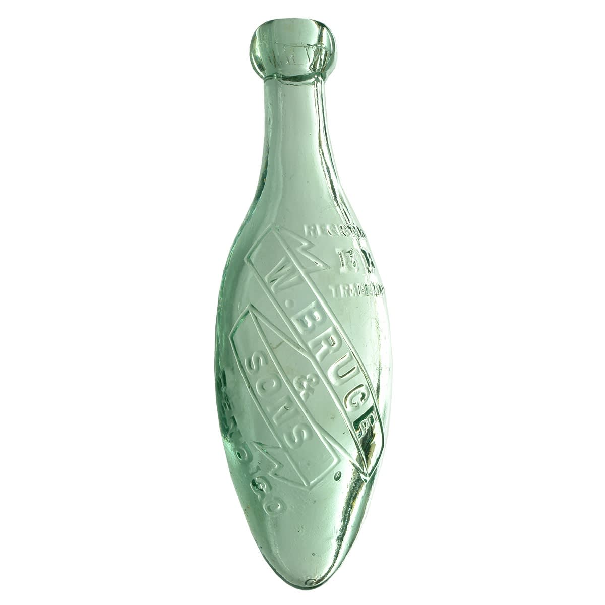 Torpedo. W. Bruce & Sons, Bendigo. Ribbons embossing. Aqua. 10 oz. (Victoria)