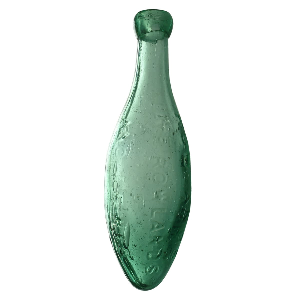 Torpedo. Rowlands, late Rowlands and Lewis, Ballarat and Melbourne. Non-pictorial. Deep Aqua. 10 oz. (Victoria)