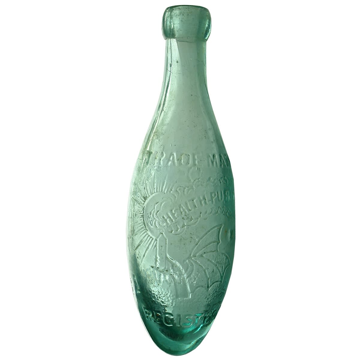 Torpedo. Thos Trood & Son, Melbourne. Health Purity. Aqua. 10 oz. (Victoria)