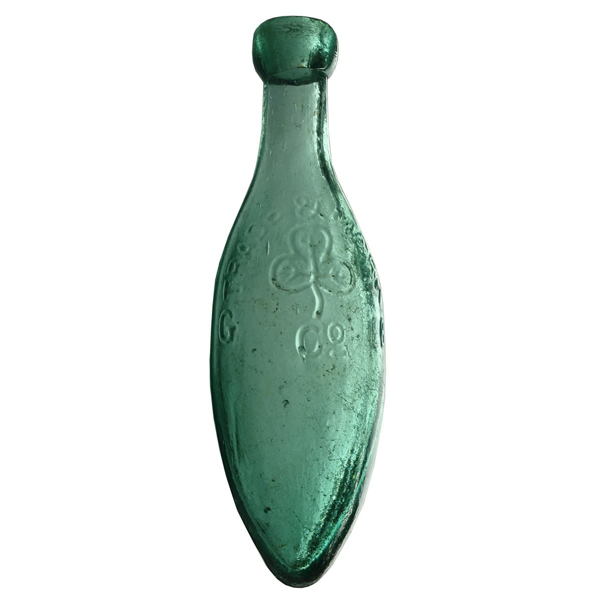 Torpedo. GB & Co. Clover or Shamrock. Gilbert Bray & Co., Campbelltown. Aqua. 10 oz. (New South Wales)