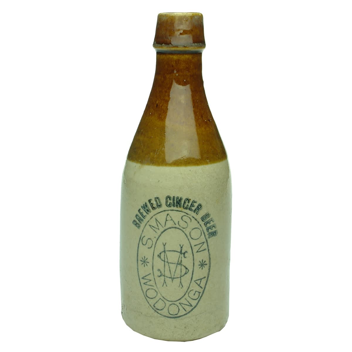 Ginger Beer. S. Mason, Wodonga. Champagne. Bendigo Pottery. (Victoria)