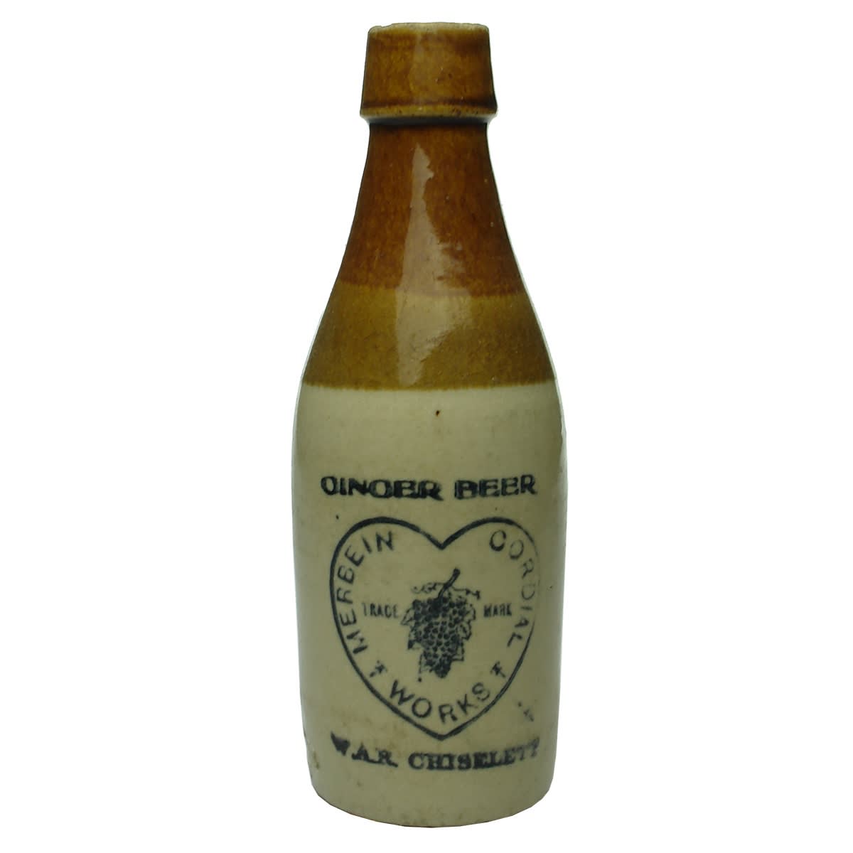 Ginger Beer. Merbein Cordial Works. W. A. R. Chiselett. Grapes. Champagne shape. (Victoria)