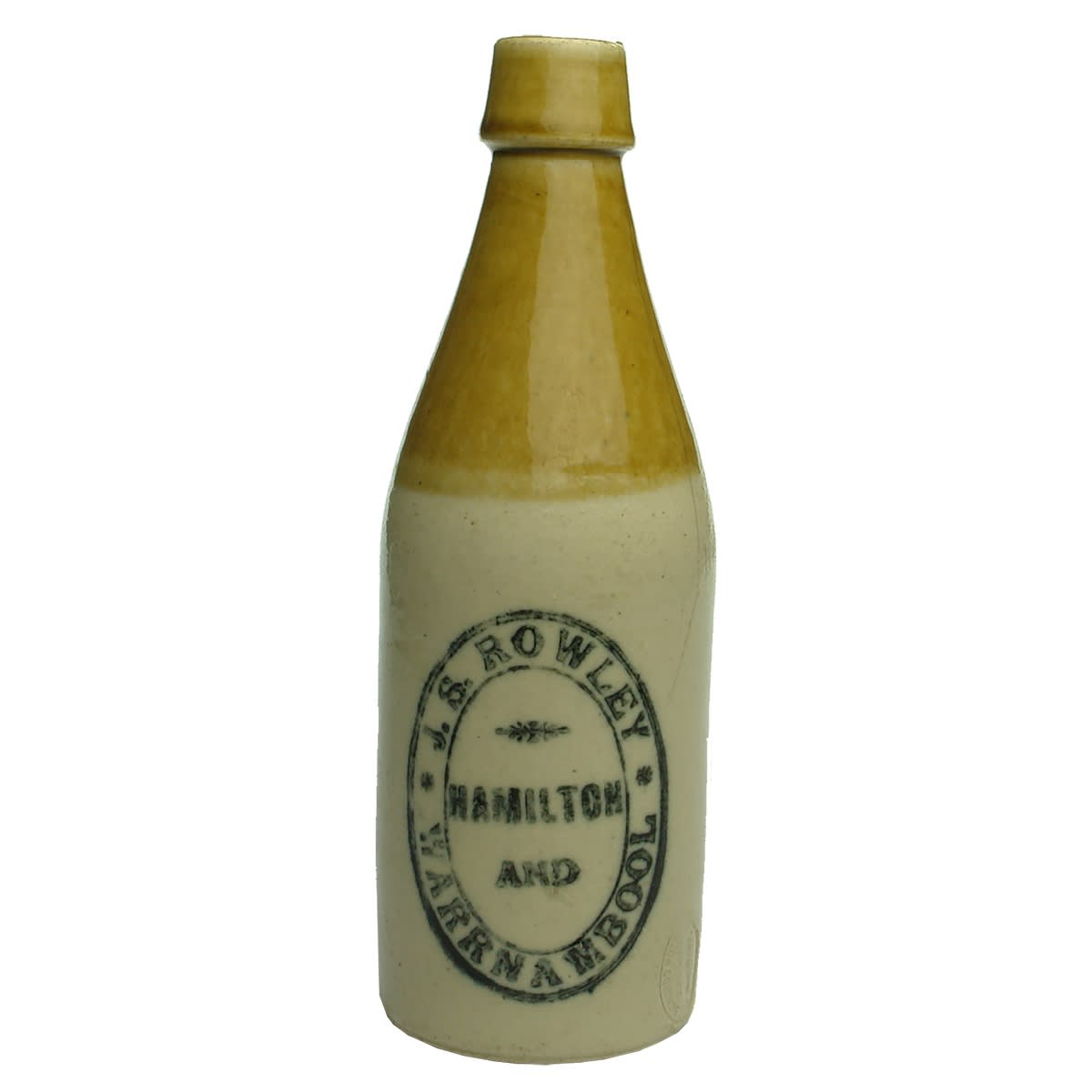 Ginger Beer.  J. S. Rowley, Hamilton and Warrnambool. Bendigo Pottery. (Victoria)