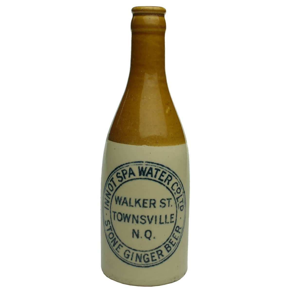 Crown Seal Ginger Beer. Innot Spa Water Co Ltd Townsville. Govancroft Pottery. Orange/Tan top. (Queensland)