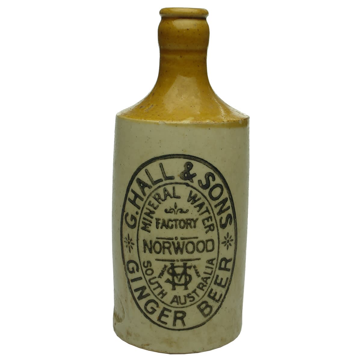 Ginger Beer. G. Hall & Sons, Norwood. Say Stonie. Crown Seal. Tan Top. Dump. (South Australia) (Late Kingsley Durdin Collection).