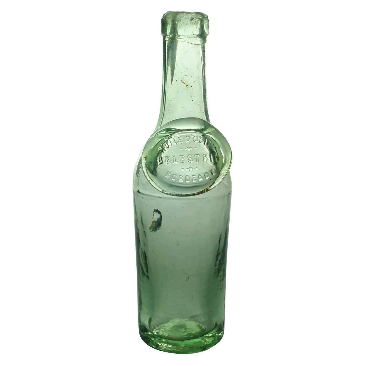 Olive Oil with applied seal: Belestrie, Bordeaux. Three piece mould. 5 oz.