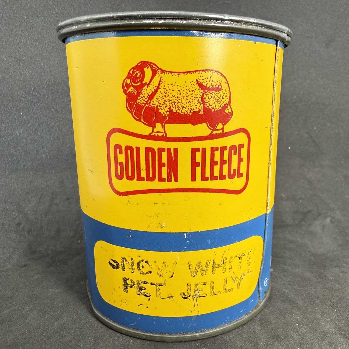Grease tin. Golden Fleece. Snow White Petroleum Jelly. H. C. Sleigh Limited. 1 lb. Still sealed and full.