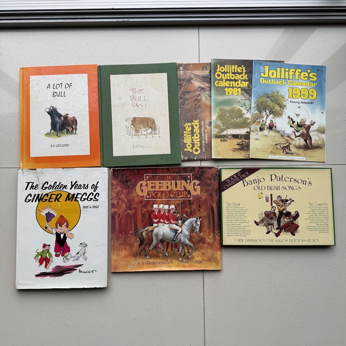 8 Australian & New Zealand Humour and Verse books: The Golden Years of Ginger Meggs Geebung Polo Club Banjo Paterson Joliffe A lot of Bull The Bull Pen.