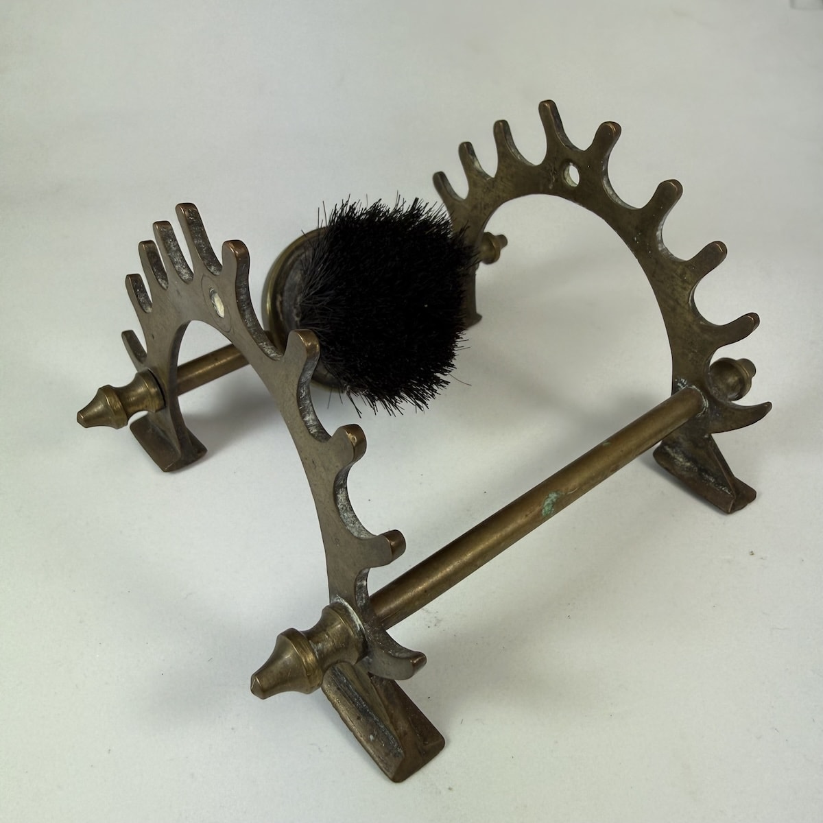 Brass Pen Stand with nib cleaning brush.