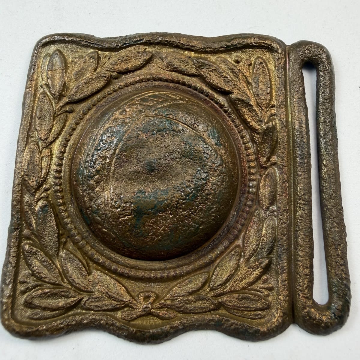 Cricket Belt Buckle / Sash Buckle. Wreath surrounding a large Cricket ball. Still with a lot of original gilt finish.