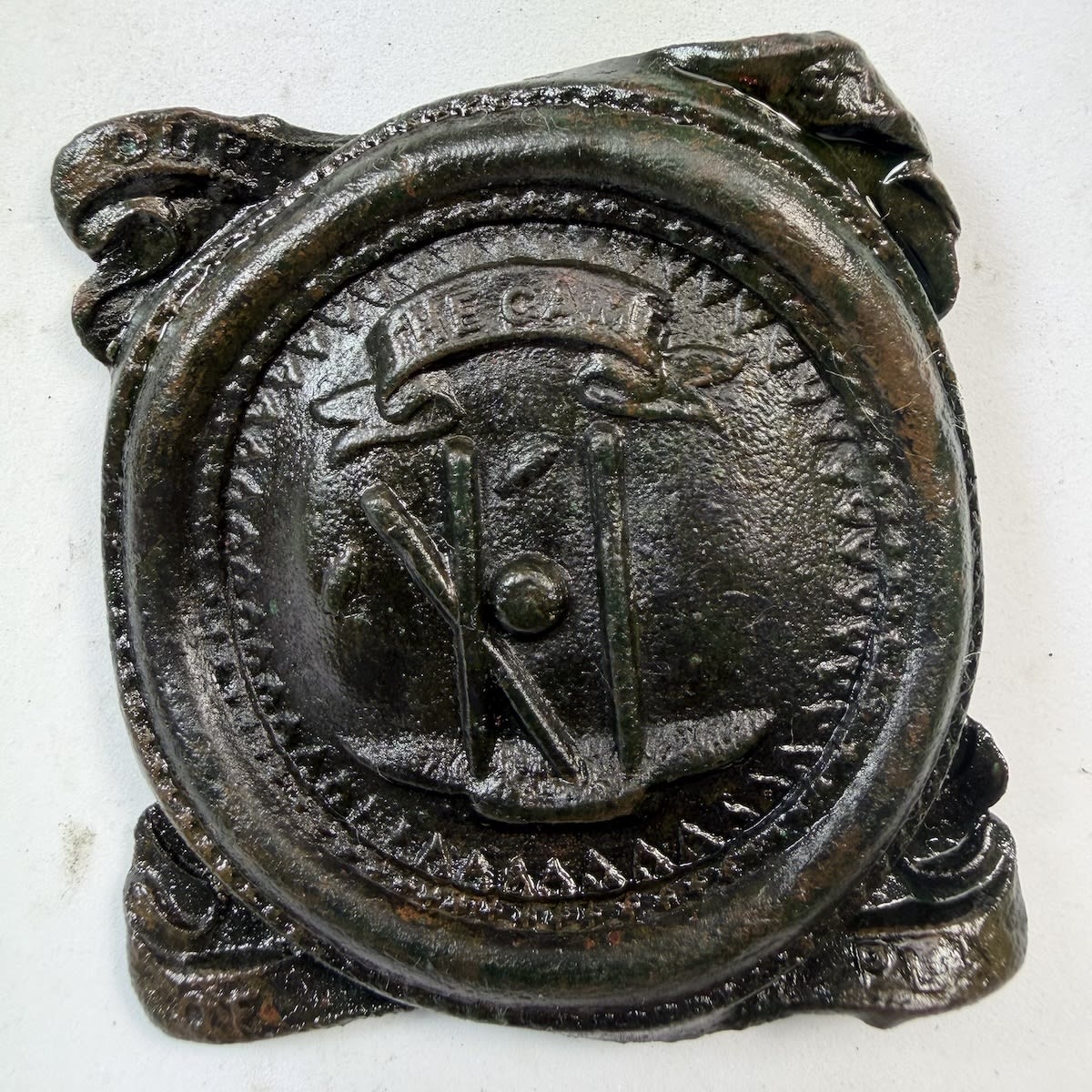 Cricket Belt Buckle / Sash Buckle. The Game. Ball crashing through the stumps, Middle stump, Bails flying.
