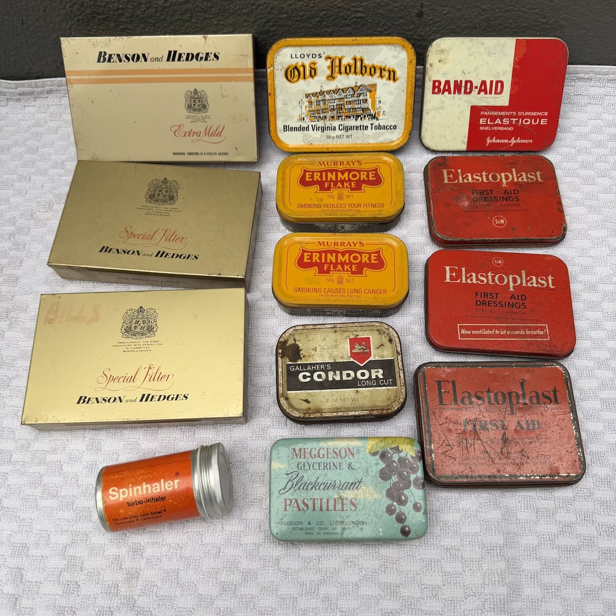 13 Tins. Cigarette, Tobacco and Medical.