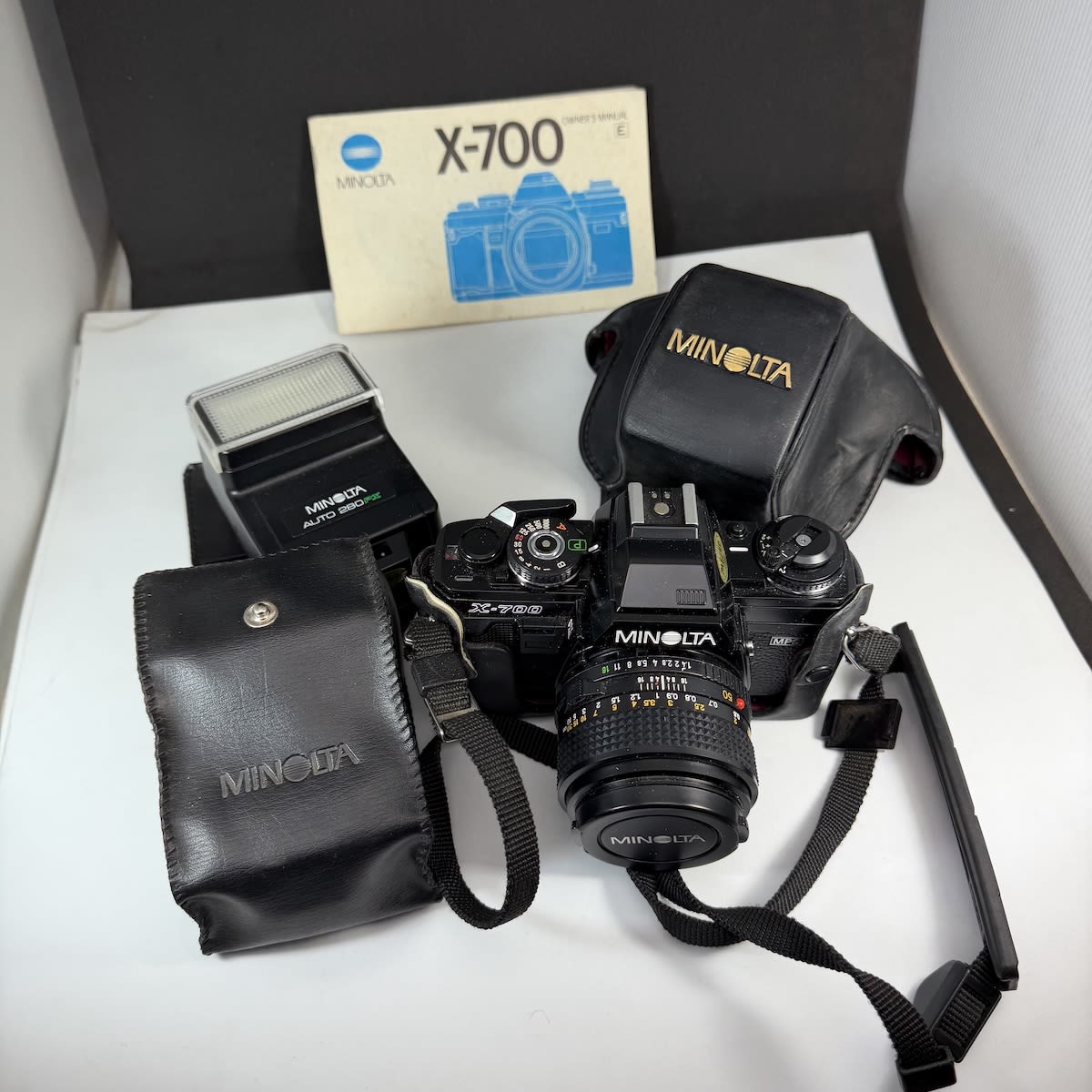 Camera. Minolta X700 plus Minolta Auto 280PX Flash. Plus cases and manual for the camera.