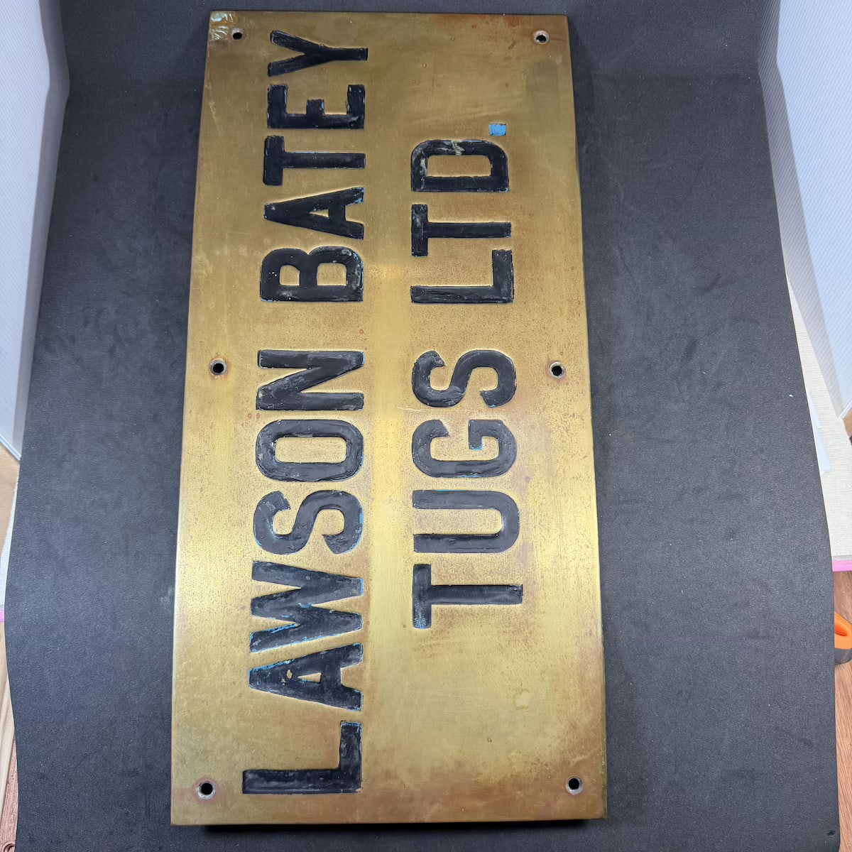 Brass Sign. Lawson Batey Tugs Ltd.
