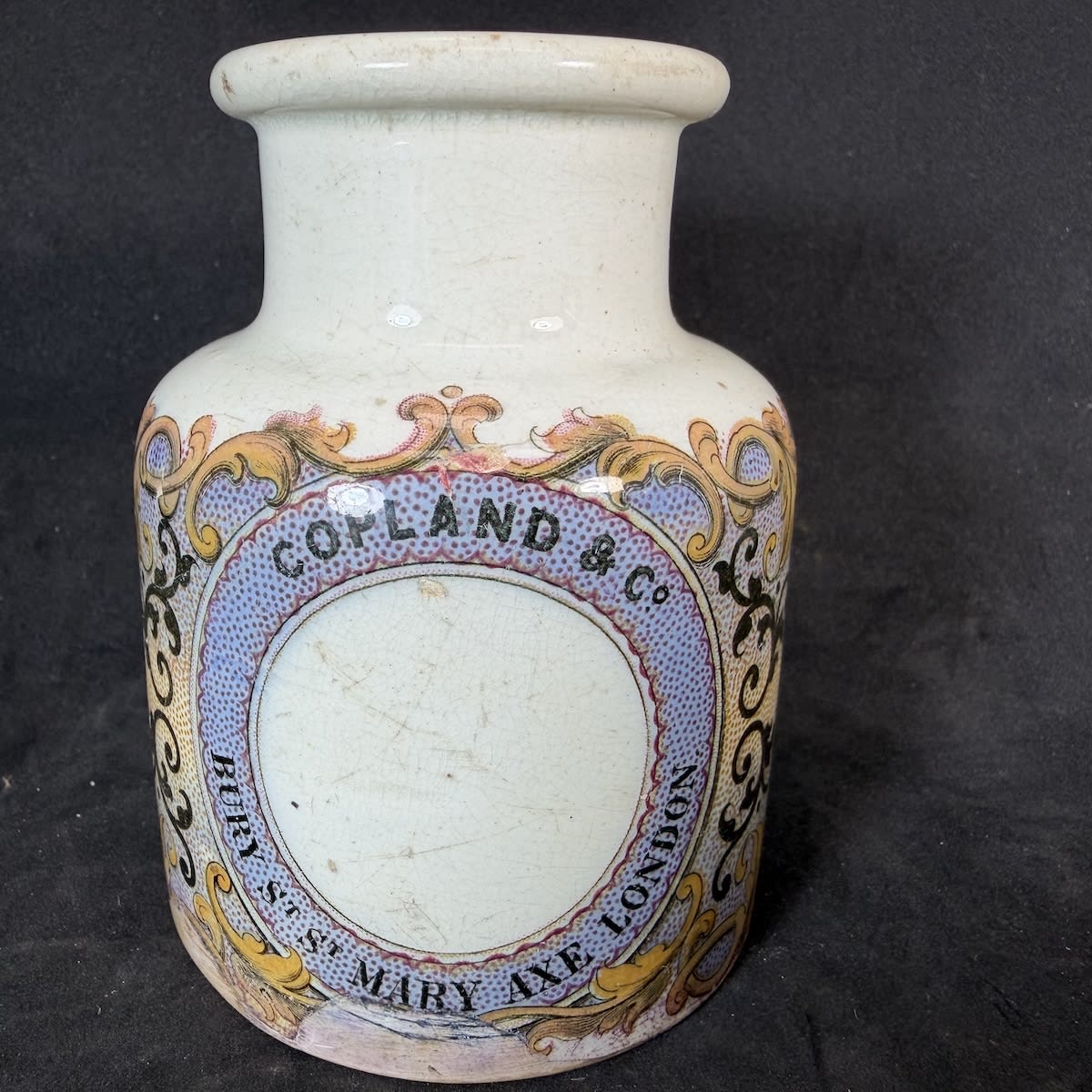 Prattware Jar. Copland & Co., Bury St, St Mary Axe London. Prize Medal. The Great Exhibition of 1851.