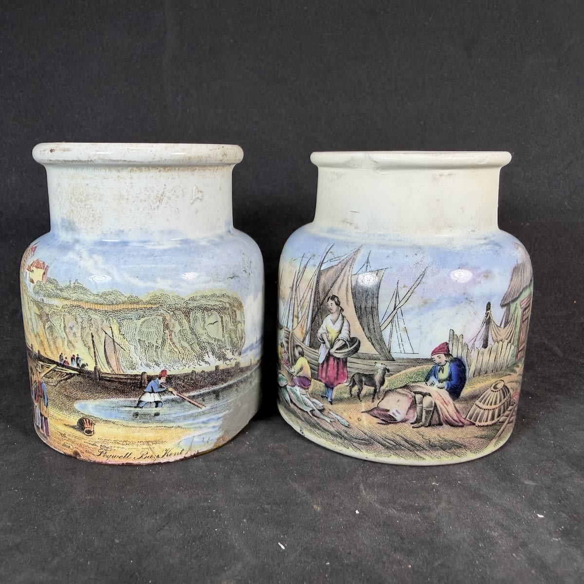 2 Prattware Jars: Pegwell Bay and Mending the Nets.