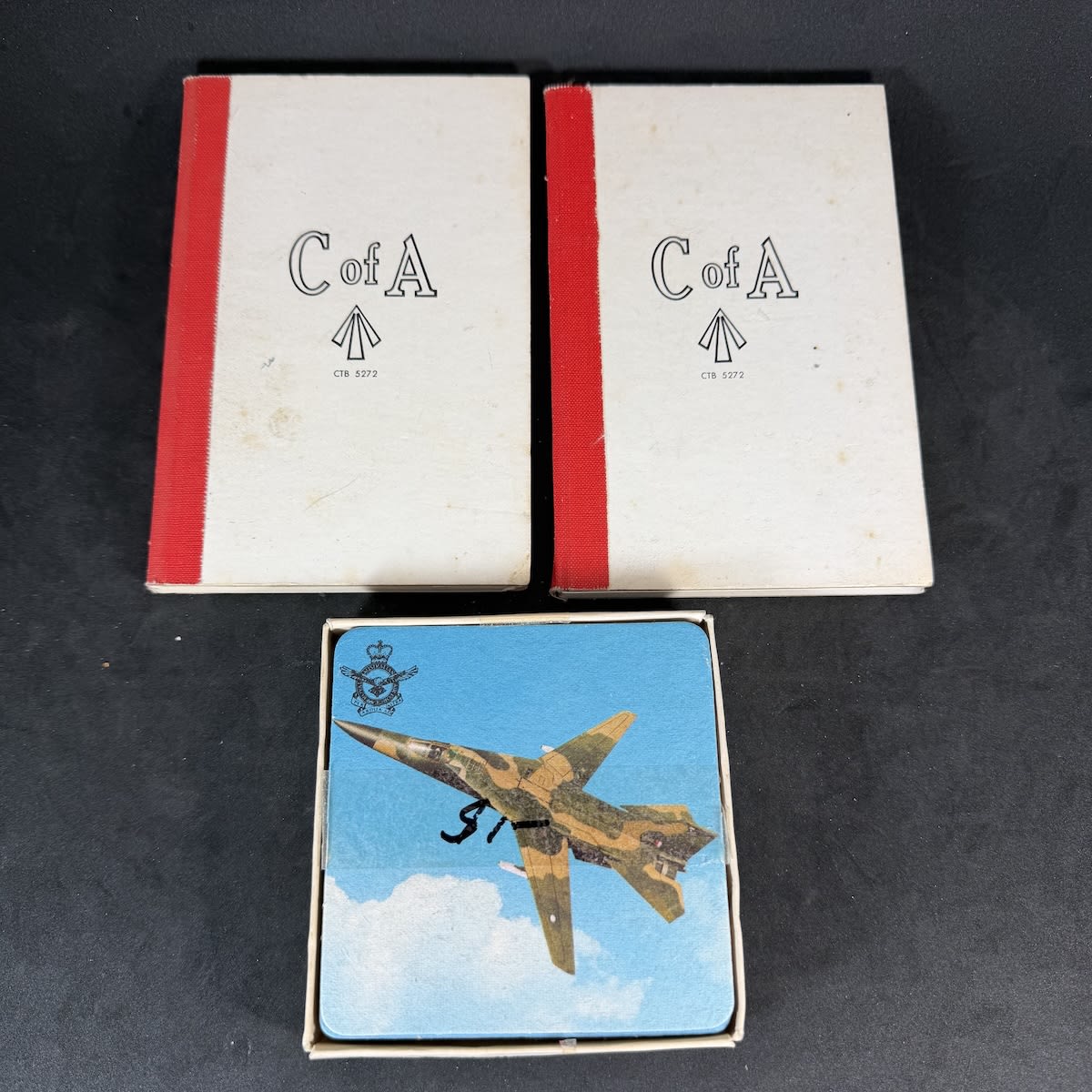 3 items: 2 unused Commonweatlh of Australia, Broad Arrow, Address Books; Pack of 20 Royal Australian Airforce Drink Coasters.