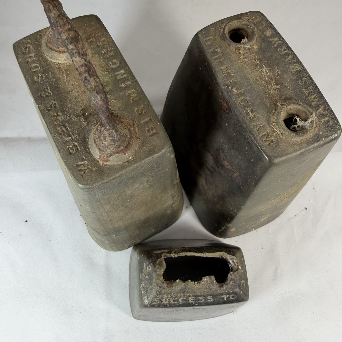 3 Cow Bells. W. Blews & Sons Birmingham, Success to Bullock Drivers; James Barwell Birmingham; Success to ...around top.