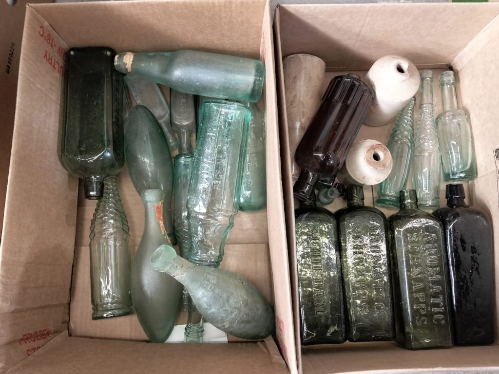 2 CARTONS OF ASSORTED GLASS BOTTLES AND TORPEDO GLASS BOTTLES — NZ auction result