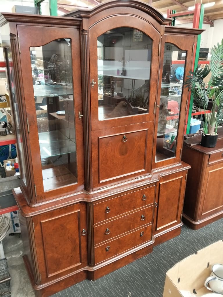 WALNUT AND GLASS DISPLAY CABINET — NZ auction result