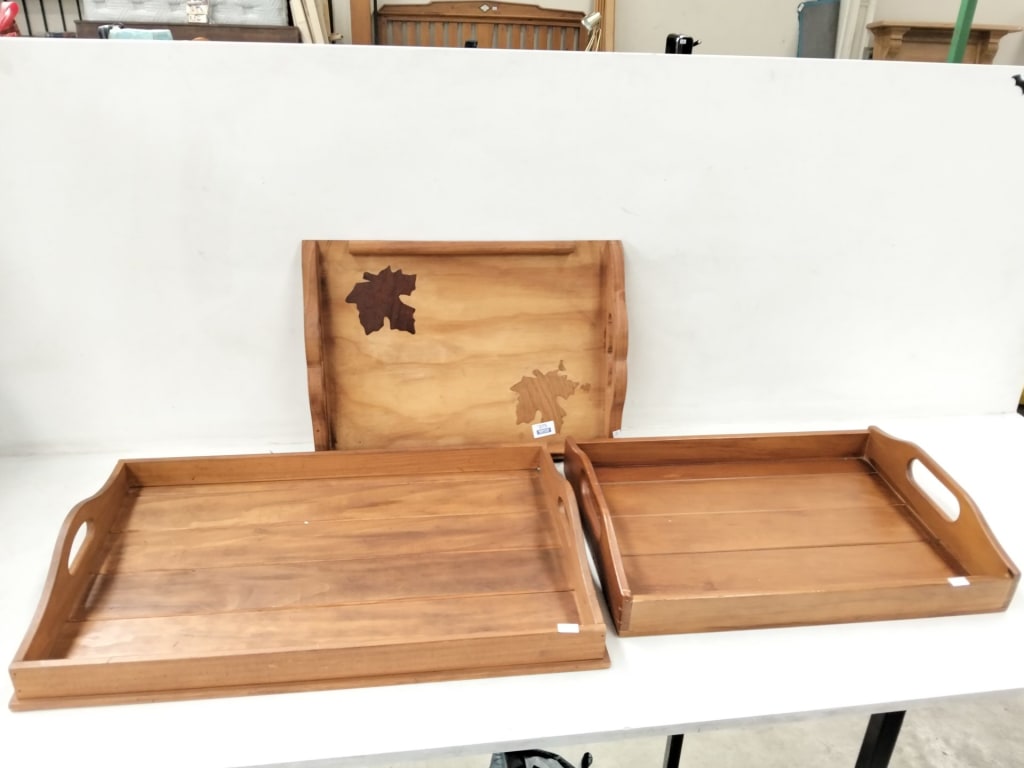 3 WOODEN TRAYS — NZ auction result