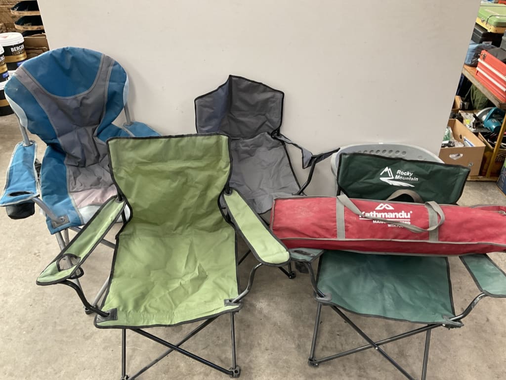 ASSORTED CAMP CHAIRS - CAMP BED - HANGER — NZ auction result