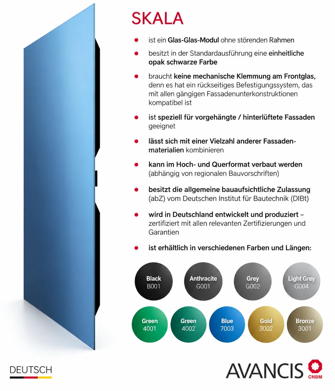 Colour Overview &ndash; SKALA Solar Modules | Available Colours | Information Listing