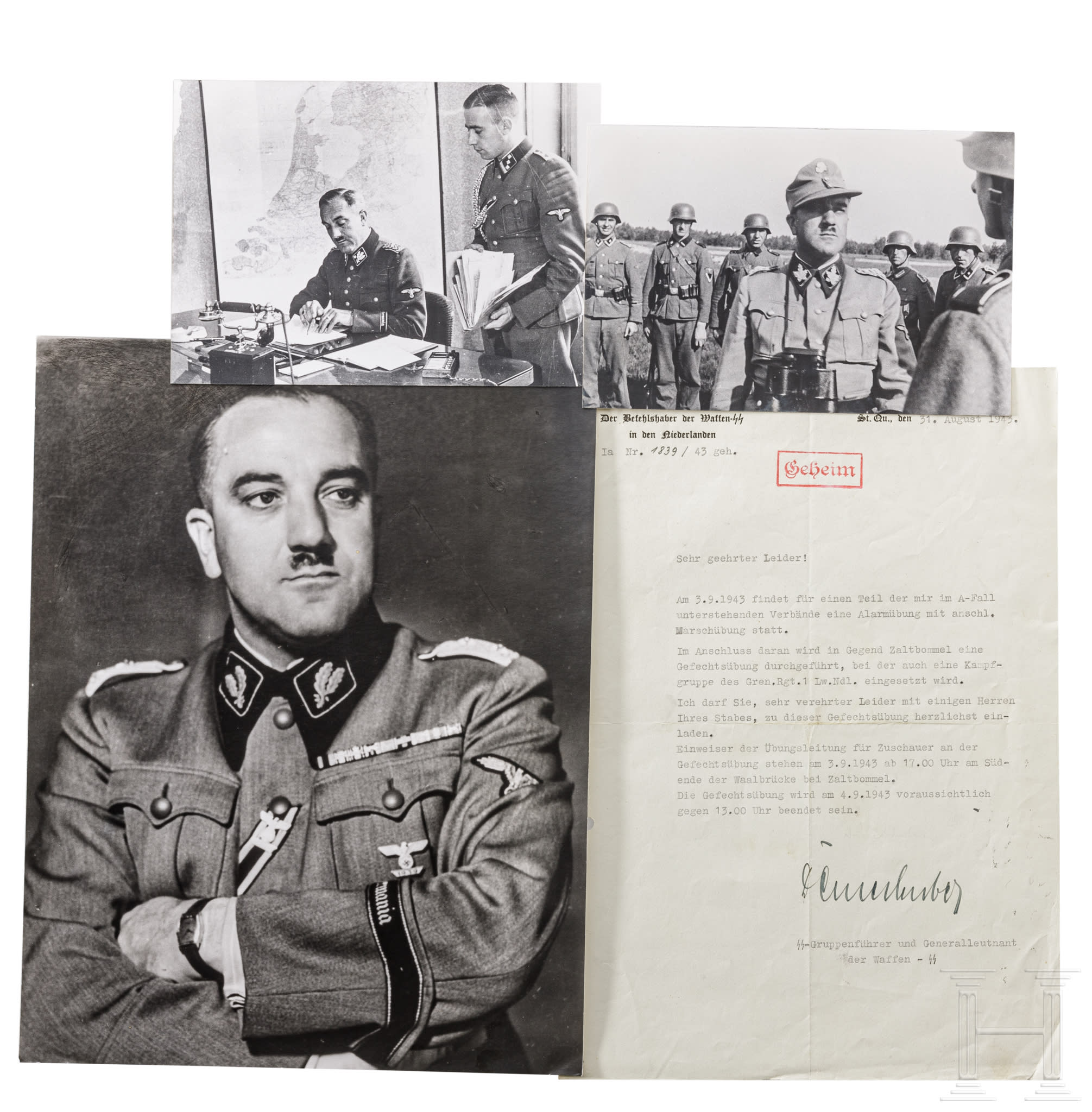 SS-Gruppenführer Karl Maria Demelhuber - a signed letter to Mussert ...